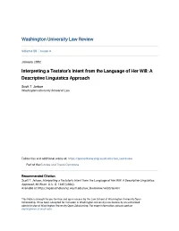 Interpreting a Testator's Intent from the Language of Her Will