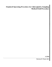 Standard Operating Procedure for Chlorophyll a Sampling Method Field Procedure