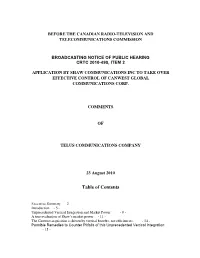 TELUS Submission to CRTC Re Broadcasting Notice of Public