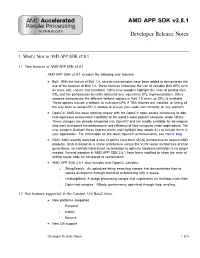 AMD APP SDK V2.8.1 Developer Release Notes