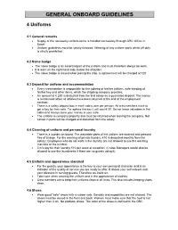 General Onboard Guidelines