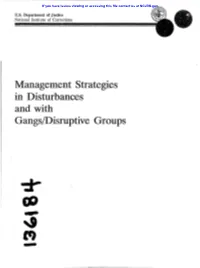 Management Strategies in Disturbances and with Gangs/Disruptive Groups APR ,::; F992 L
