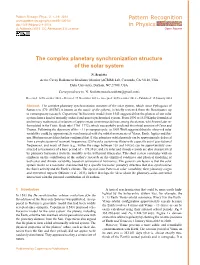Pattern Recognition in Physics the Complex Planetary Synchronization