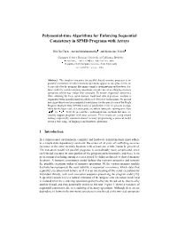 Polynomial-Time Algorithms for Enforcing Sequential Consistency in SPMD Programs with Arrays