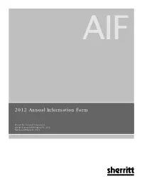 2011 Annual Information Form 2012 Annual Information Form