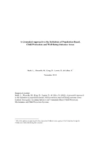A Grounded Approach to the Definition of Population-Based, Child Protection and Well-Being Outcome Areas