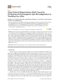 Giant Vertical Magnetization Shift Caused by Field-Induced Ferromagnetic Spin Reconﬁguration in Ni50mn36ga14 Alloy