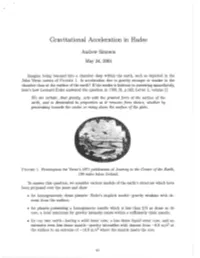 Gravitational Acceleration in Hades