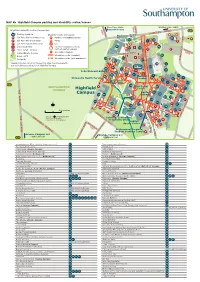 Highfield Campus Parking and Disability Routes/Access