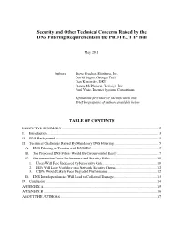 Security and Other Technical Concerns Raised by the DNS Filtering Requirements in the PROTECT IP Bill