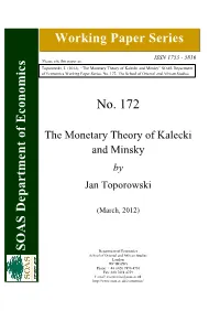172. the Monetary Theory of Kalecki and Minsky