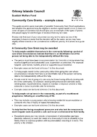 Community Care Grants – Example Cases