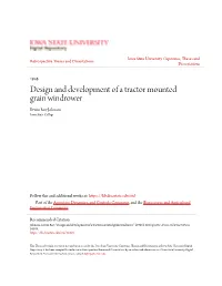 Design and Development of a Tractor Mounted Grain Windrower Erwin Roy Johnson Iowa State College