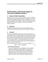 Determination of Dissolved Oxygen in Sea Water by Winkler Titration