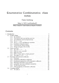 Enumerative Combinatorics: Class Notes