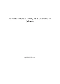Introduction to Library and Information Science