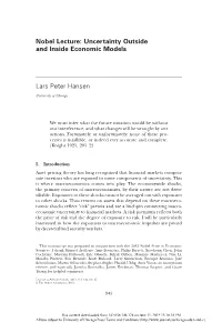 Nobel Lecture: Uncertainty Outside and Inside Economic Models