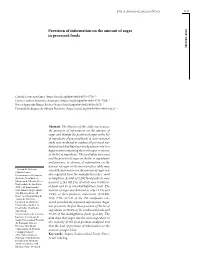 Provision of Information on the Amount of Sugar in Processed Foods