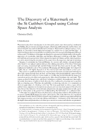 The Discovery of a Watermark on the St Cuthbert Gospel Using Colour Space Analysis