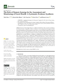 The Role of Remote Sensing for the Assessment and Monitoring of Forest Health: a Systematic Evidence Synthesis