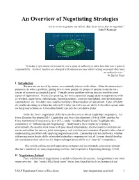 An Overview of Negotiating Strategies