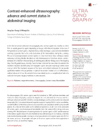 Contrast-Enhanced Ultrasonography: Advance and Current Status in Abdominal Imaging