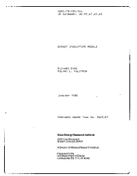 Direct Insolation Models
