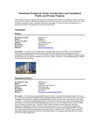 Downtown Proposed, Under Construction and Completed Public and Private Projects