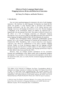 Effects of Early Language Deprivation: Mapping Between Brain and Behavioral Outcomes