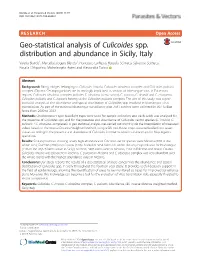 Geo-Statistical Analysis of Culicoides Spp. Distribution and Abundance in Sicily, Italy