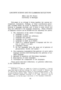 Linguistic Science and Its Classroom Reflections
