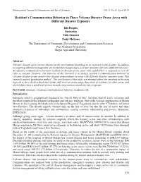 Resident's Communication Behavior in Three Volcano Disaster Prone