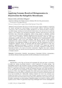 Applying Genome-Resolved Metagenomics to Deconvolute the Halophilic Microbiome