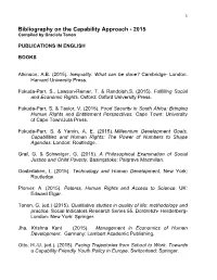 Bibliography on the Capability Approach - 2015 Compiled by Graciela Tonon