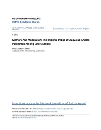 Memory and Moderation: the Imperial Image of Augustus and Its Perception Among Later Authors