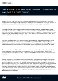 The Battle for the Iron Throne Continues in Game of Thrones on Hbo