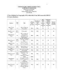 1. New Syllabus for Geography (UG) with Effect from 2016 Onwards (CBCS) 2