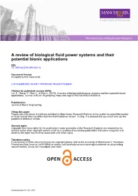 A Review of Biological Fluid Power Systems and Their Potential Bionic Applications