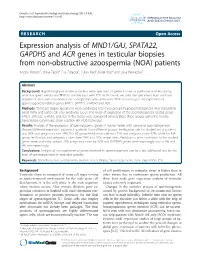 Expression Analysis of MND1/GAJ, SPATA22, GAPDHS and ACR