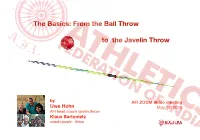 From the Ball Throw to the Javelin Throw