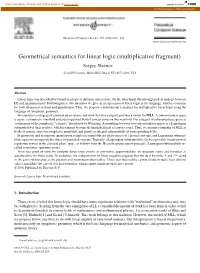 Geometrical Semantics for Linear Logic (Multiplicative Fragment) Sergey Slavnov