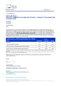Circular 18/236 Ifeu Soft Commodity Futures and Options - Changes to Exchange and Clearing Fees