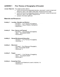 LESSON 1 Five Themes of Geography of Ecuador