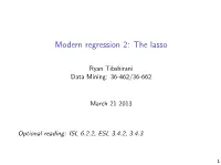 Modern Regression 2: the Lasso