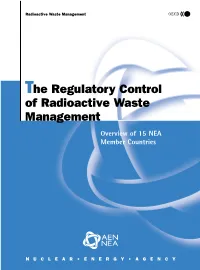 The Regulatory Control of Radioactive Waste Management