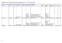 Weekly List of Planning Applications Received 15 - 21 February 2021
