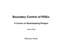 Boundary Control of Pdes
