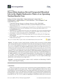 Direct Meta-Analyses Reveal Unexpected Microbial Life in the Highly Radioactive Water of an Operating Nuclear Reactor Core