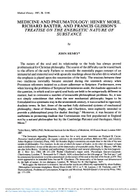 Henry More, Richard Baxter, and Francis Glisson's Trea Tise on the Energetic Na Ture of Substance