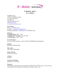 T-Mobile Arena Fact Sheet